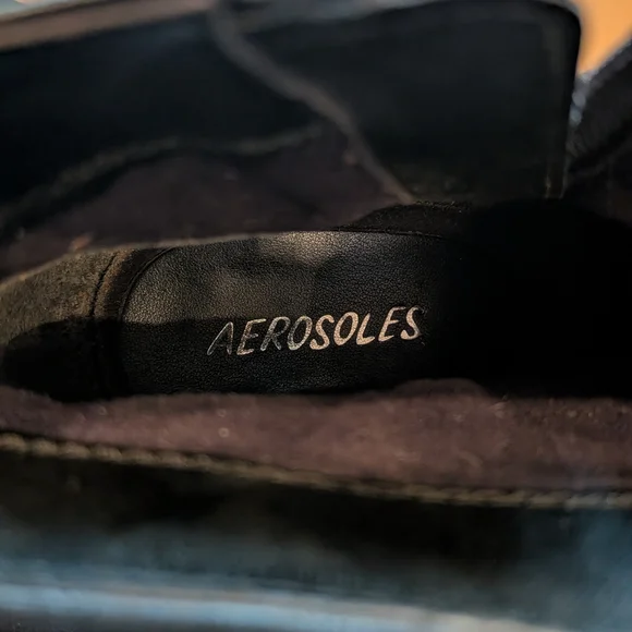 AEROSOLES Black Peep-Toe Ankle Booties - Picture 6 of 7